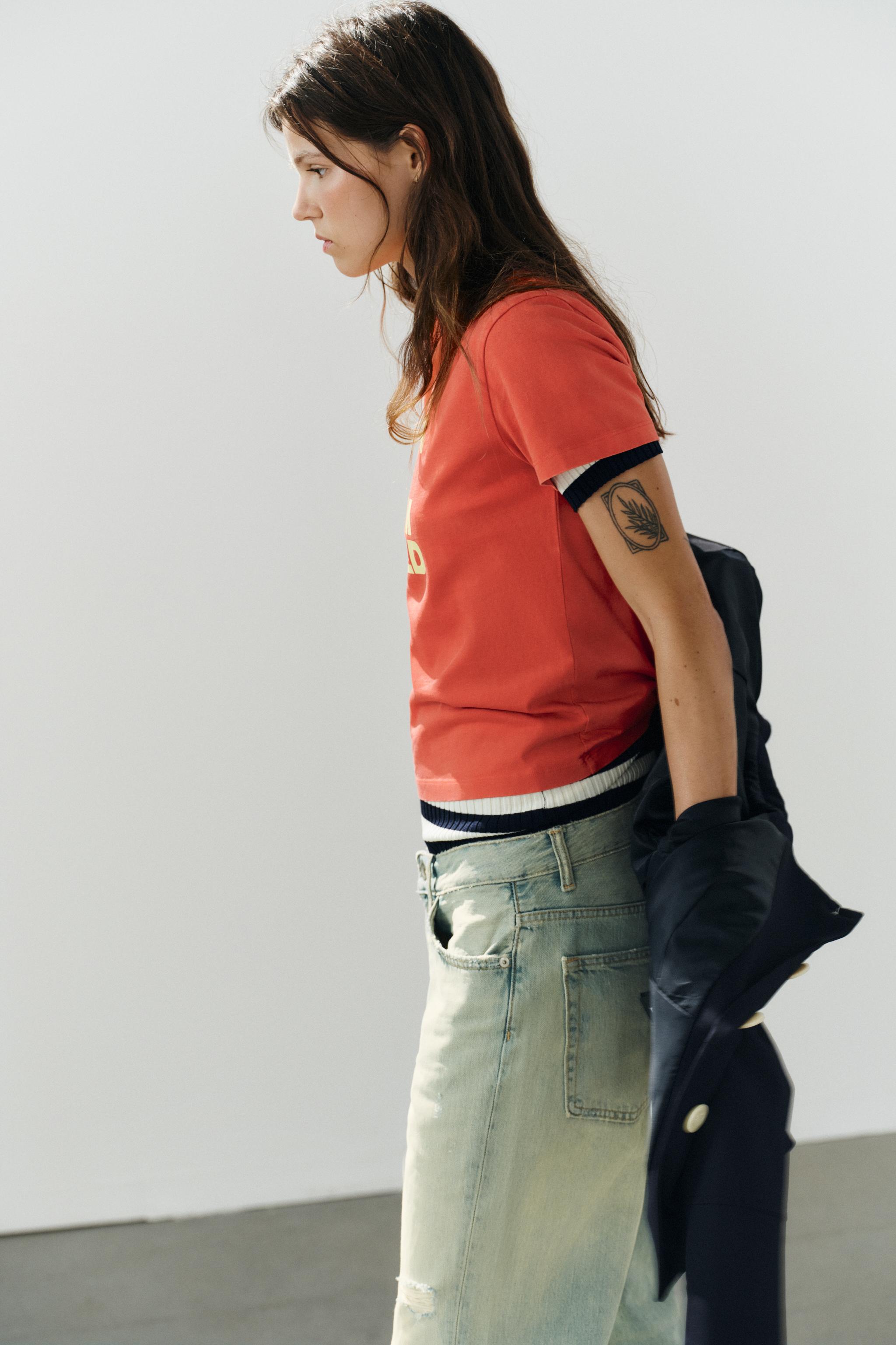 WASHED EFFECT TEXT T-SHIRT